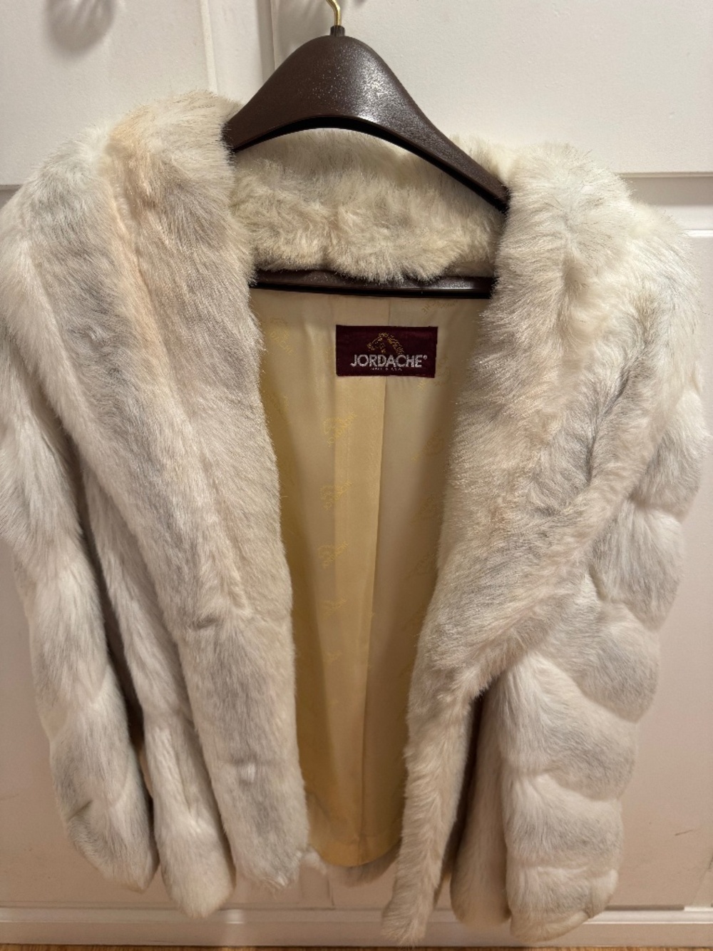 White faux fur Jordache vintage coat
